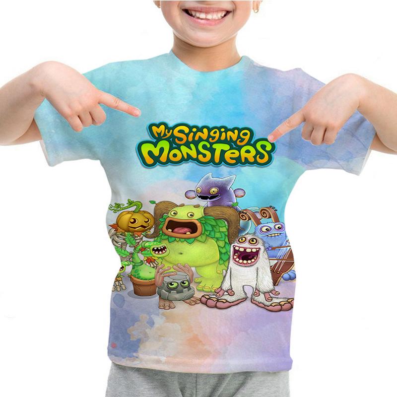 

Футболка з 3D-принтом My Singing Monsters Хлопчики Дівчата Літо 3D Мультфільм Аніме Футболка з круглим вирізом Повсякденні футболки з коротким рукавом Дитячі топи 160