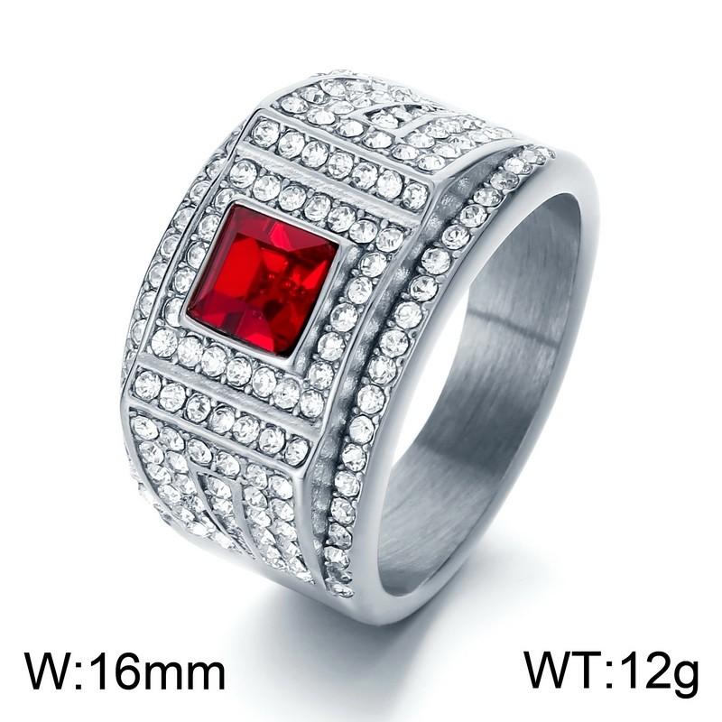 Affordable Luxury Men's Hip Hop Stainless Steel Ring Exquisite Rhinestone Ring