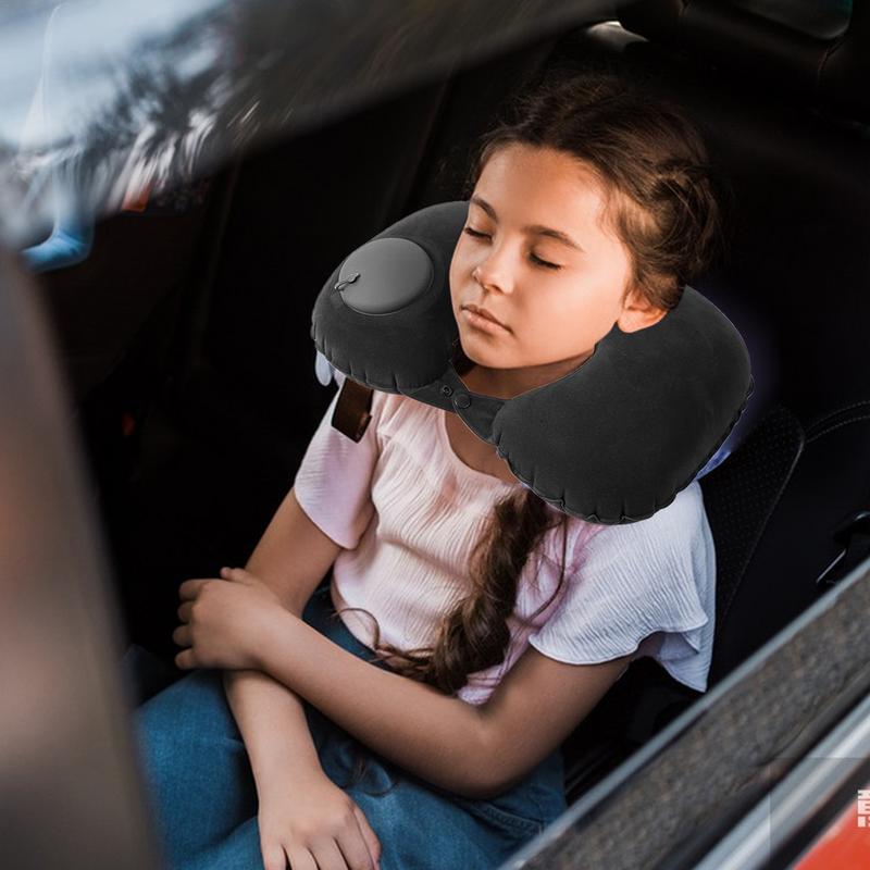 Tragbares U-förmiges Flugzeugkissen Aufblasbares Auto-Nackenkissen zum Aufdrücken Auto-Reisekissen Fahrzeugzubehör