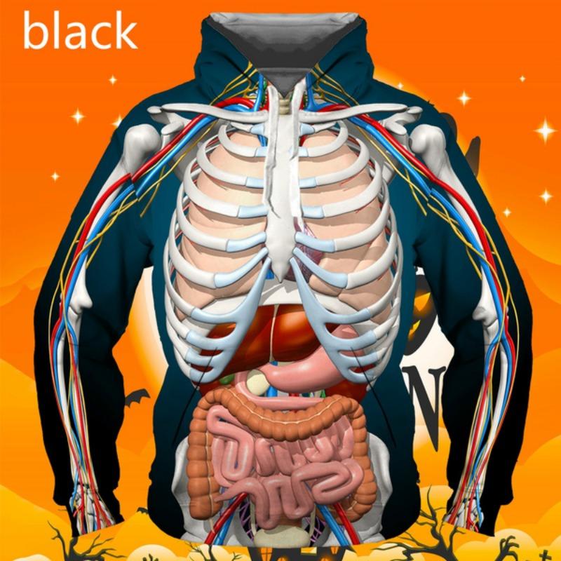 

Мужская мода Хэллоуин толстовка с капюшоном ужас анатомия человека 3d печатная толстовка хип-хоп смешной косплей толстовки 4XL