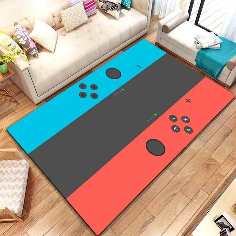Game Controller Carpet Mat Rug Retro Gaming Home Decoration Non-slip Style Gamer Room Play Mat with ABXY Buttons Bedroom Rug