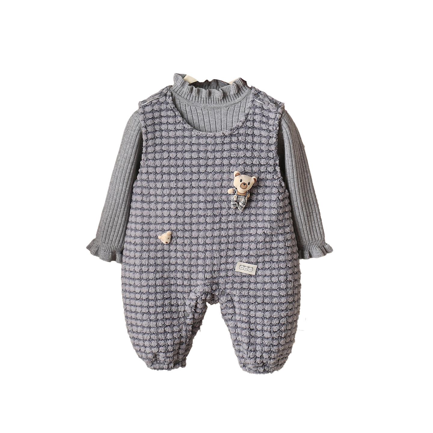 

Newborn Winter Two-Piece Cute Outfit & Overalls Set 90 cm