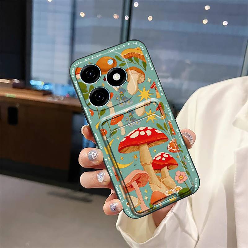 Card Slot Cartoon Phone Case For Tecno Spark20/KJ5 Cute Protective Soft Case Anti-knock Graffiti Fashion Design TPU