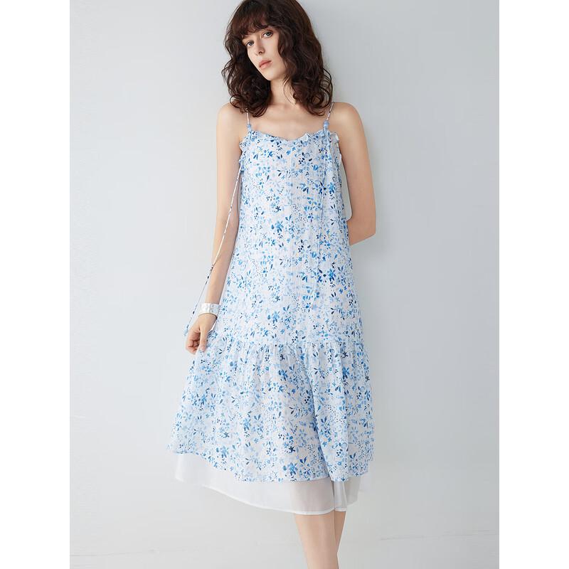 ELLE French Floral Strappy A-Line Dress S