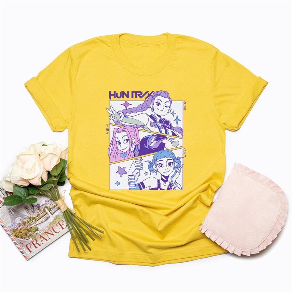 Kpop Lovci démonů Tričko Dárek pro milovníka korejského popu Kpop Huntrix Tričko Ležérní s krátkým rukávem Dámská trička Streetwear Dámské topy