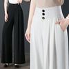 Ice Silk High-Waisted Wide-Leg Pants – Summer Thin, Draping Style for Petite, Middle-Aged Women, Versatile and Casual