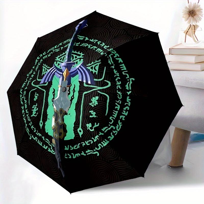 Legend of Zelda Automatic Folding Umbrella with Sturdy Iron Frame, Portable Compact Travel Umbrella All-Season Use Parties 0807052