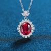 S925 Sterling Silver Gemstone Necklace: Blue, Yellow, Red, Green Retro Luxury Style for Women