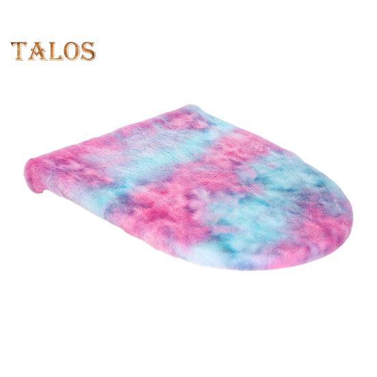 Toilet Lid Cover Soft Plush Colorful Bathroom Toilet Seat Cushion Pad Non-Slip Universal Fit Velvet Toilet Mat