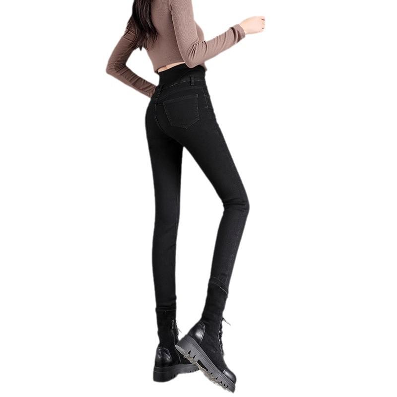 2025 New Women's High-Waisted Skinny Button-Up Jeans for Spring and Autumn