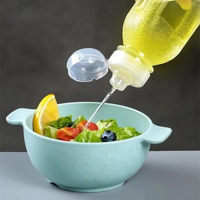 Kitchen Oil Bottle Seasoning Plastic Squeeze Bottle Dispenser For Salad BBQ Squeeze Oil Bottle With Flip Cap Transparent Texture