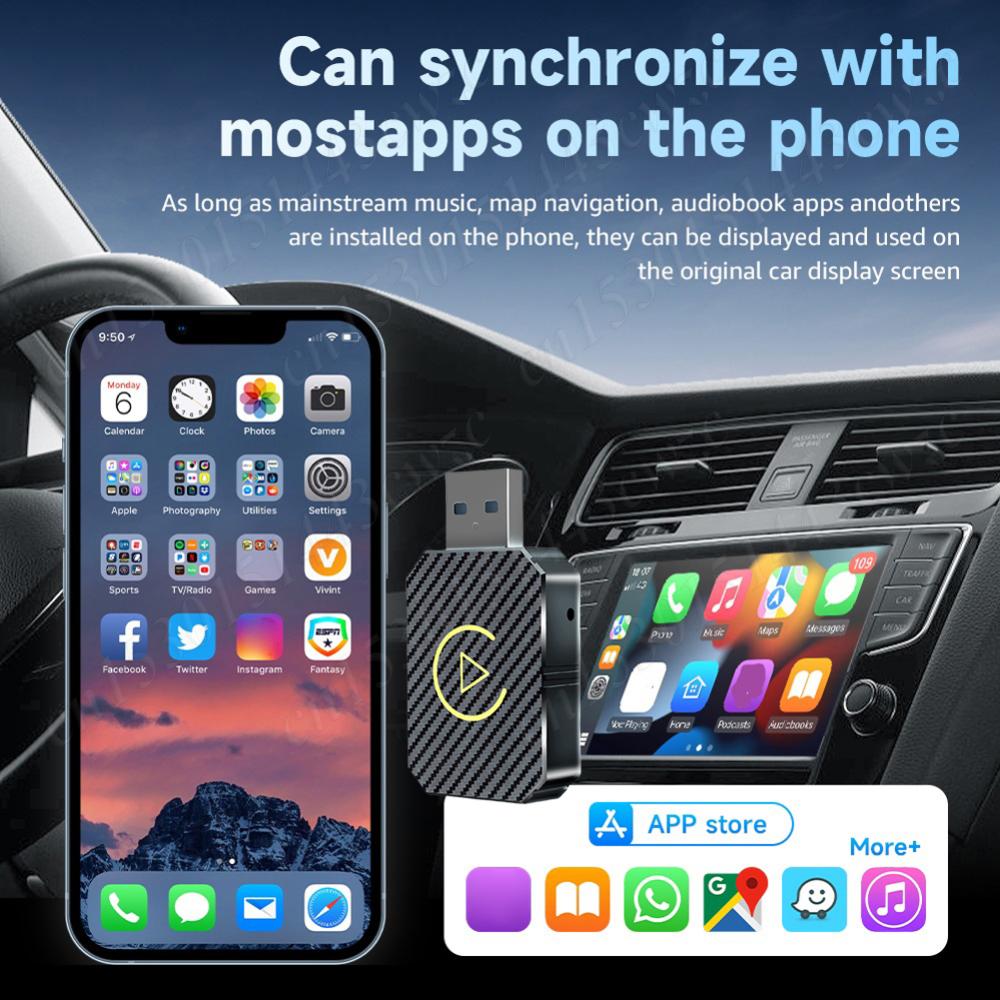 2 in 1 Wired to Wireless Carplay Android Auto Adapter Mini Box Car USB Dongle Plug&Play for OEM Wired CarPlay/Andriod Auto Cars