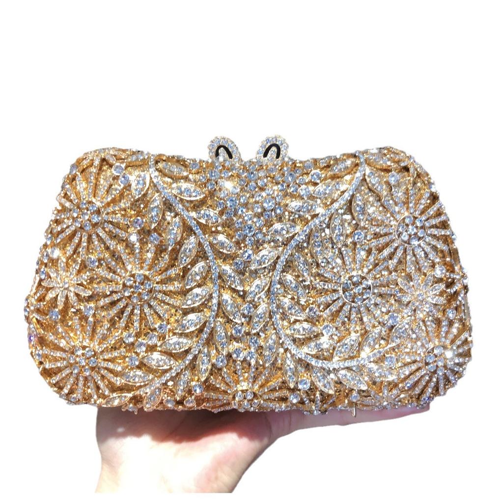 Mermaid Handmade Diamond-encrusted Evening Bag Foreign Trade Empty Metal Hard Box Full of Diamonds Hand Bag for Women Stone Clut