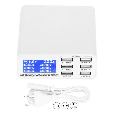 Handyladegerät 6-Port USB Universal Automatische Identifizierung Unabhängige LCD-Anzeige QC3.0 Digital