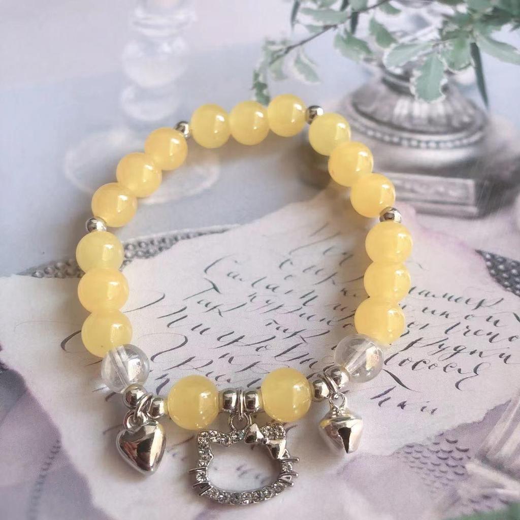 New Women's Mori Style Butterfly Glass Bracelet with Colorful Crackle Beads