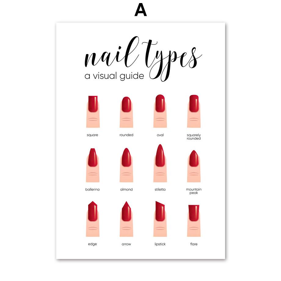 Fashion Makeup Polish Nail Types Illustration Nordic Print Posters Canvas Painting Wall Art Pictures For Bedroom Store Decor