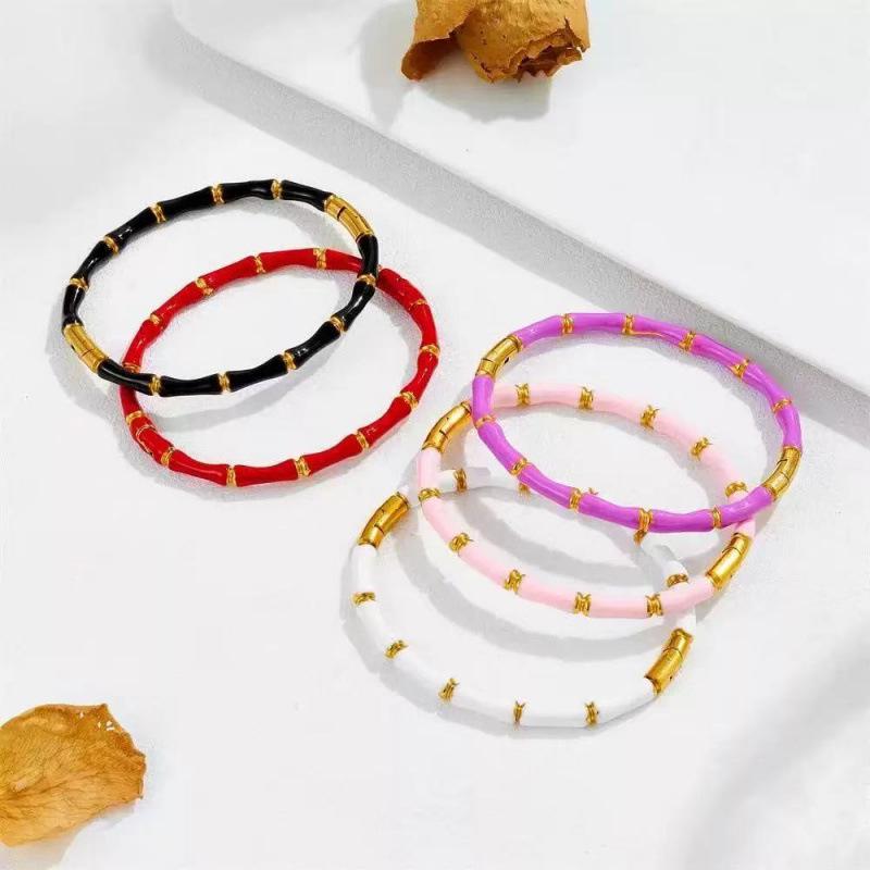 Women's Bamboo Joint Titanium Steel Oil Drip Bracelet: Simple, Durable, Fade-Resistant Stainless Steel