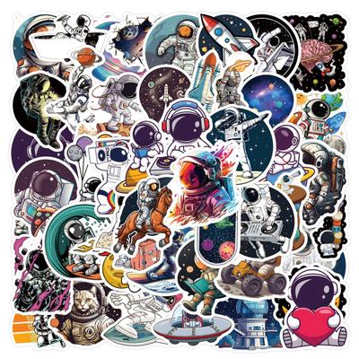 55 Waterdichte Cartoon Astronaut Stickers voor Planners, Schrijfwaren, Waterflessen en Computers.