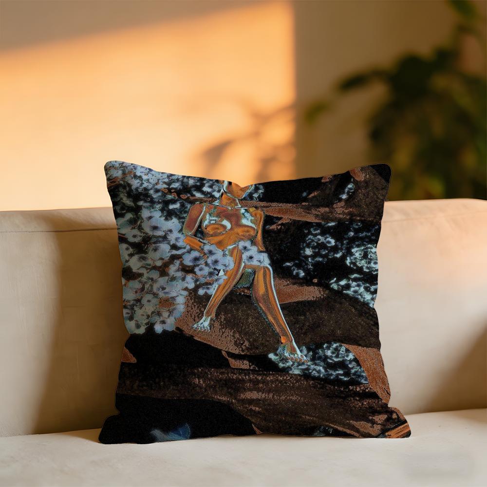 Retrofuturistic Visual Art Cushion Cover Cozy Velvet Throw PillowSoft Warm Cushion For Sofa Bed