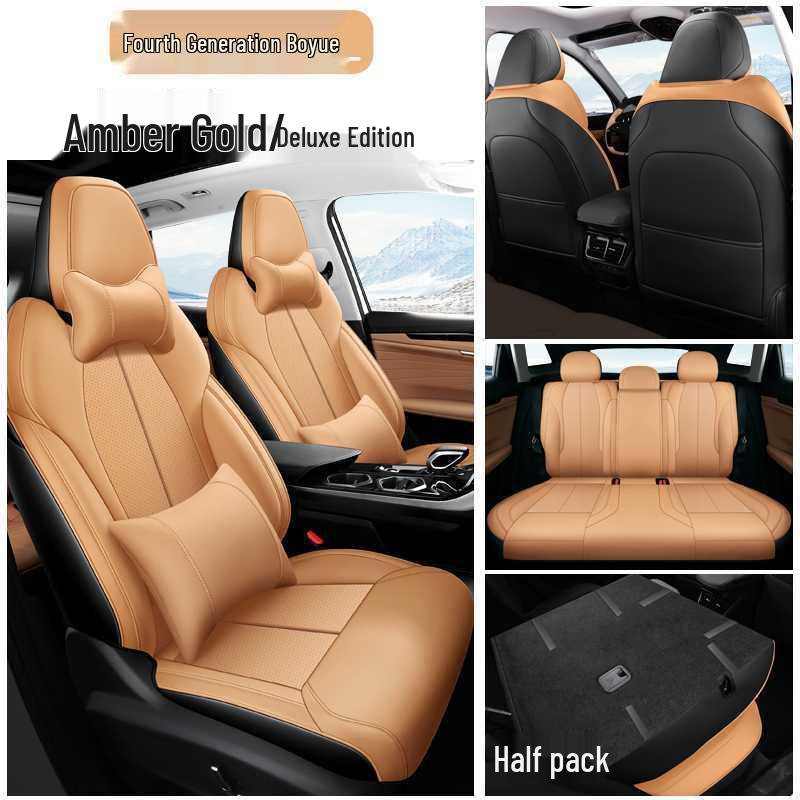 Breathable Perforated Leather Seat Covers for 2023-2025 Geely Boyue L: Full Coverage, Four Seasons Cushion