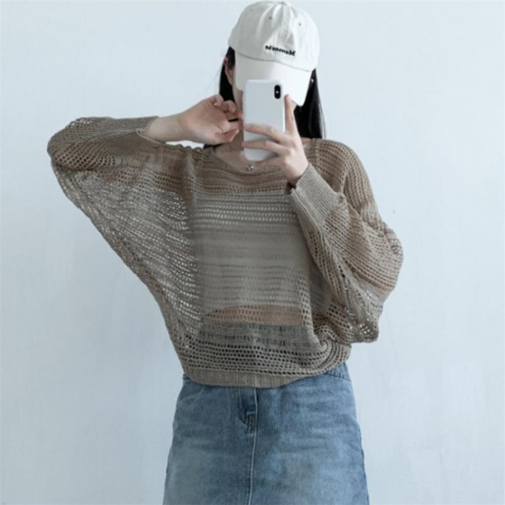 New Arrivals Open Run Women Sheer Batwing Fit Bikini Cover Knit Punching Water B