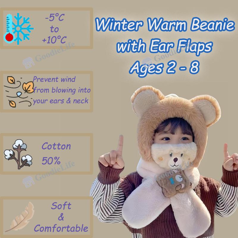 Baby Winter Hat Knitted Beanie with Ear Flaps Warm Windproof Stocking Cap for Newborn Infant Boys & Girls Korean Style Cute Kids Cap