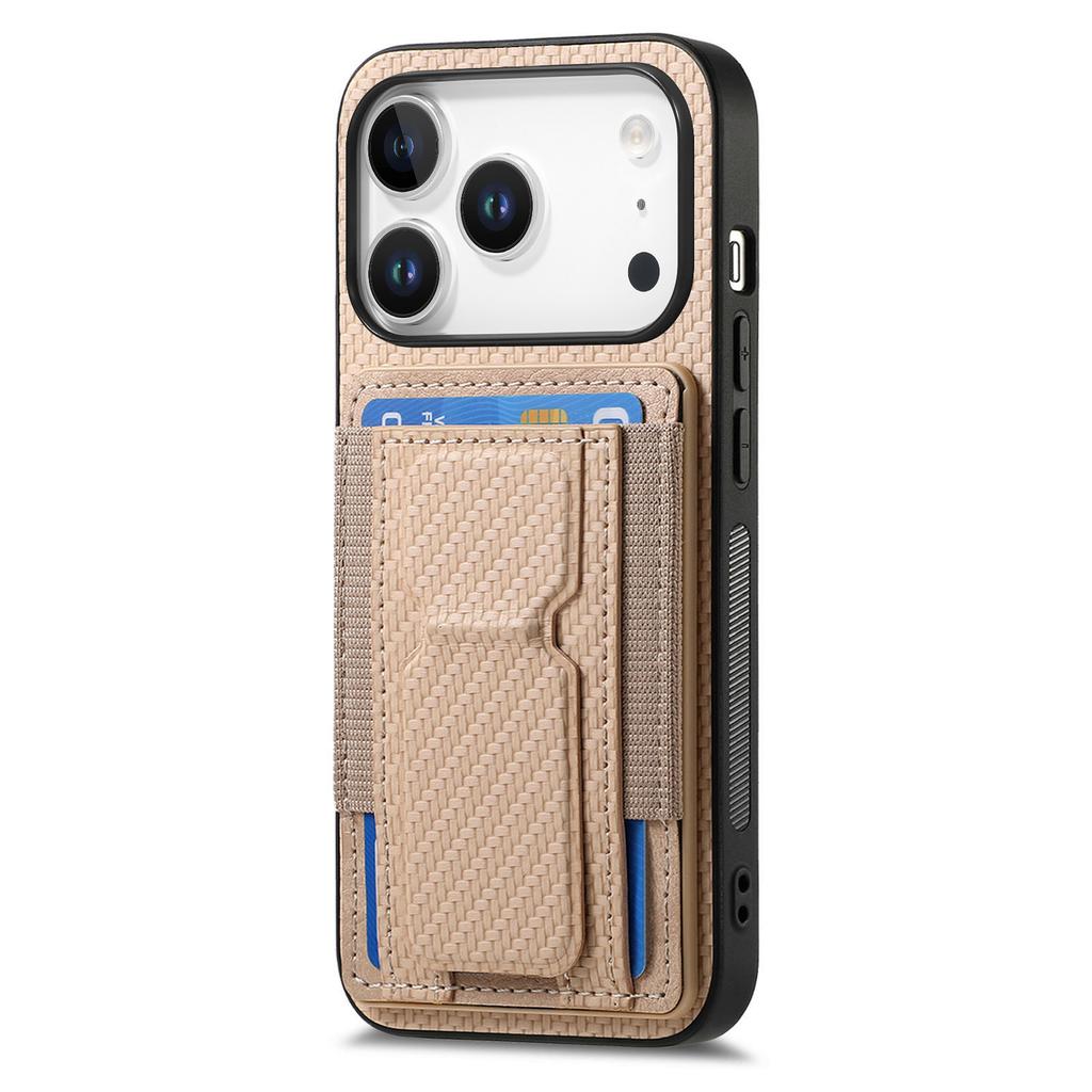 Carbon Fiber Pattern Vertical Card Solt Holder Wallet Leather Case For iPhone 17 Pro Max 16 Plus 15 Plus 14 13 12 11 Stand Cover