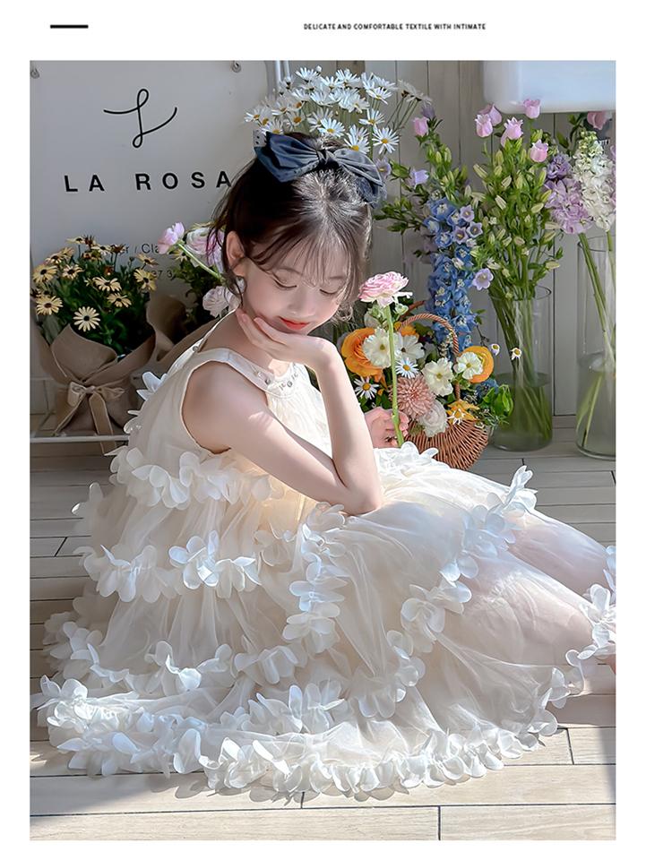 Girl Princess Dress 2026 Spring/Summer New Flower Birthday Dress Girl Fairy Yarn Dress Children's Cake Dress