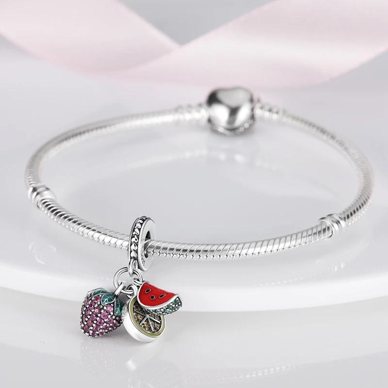 Copper Metal Authentic Original Fruit Charm Bead Components Watermelon Cherry Avocado Strawberry Banana Pineapple Designed For Necklace Bracelet High