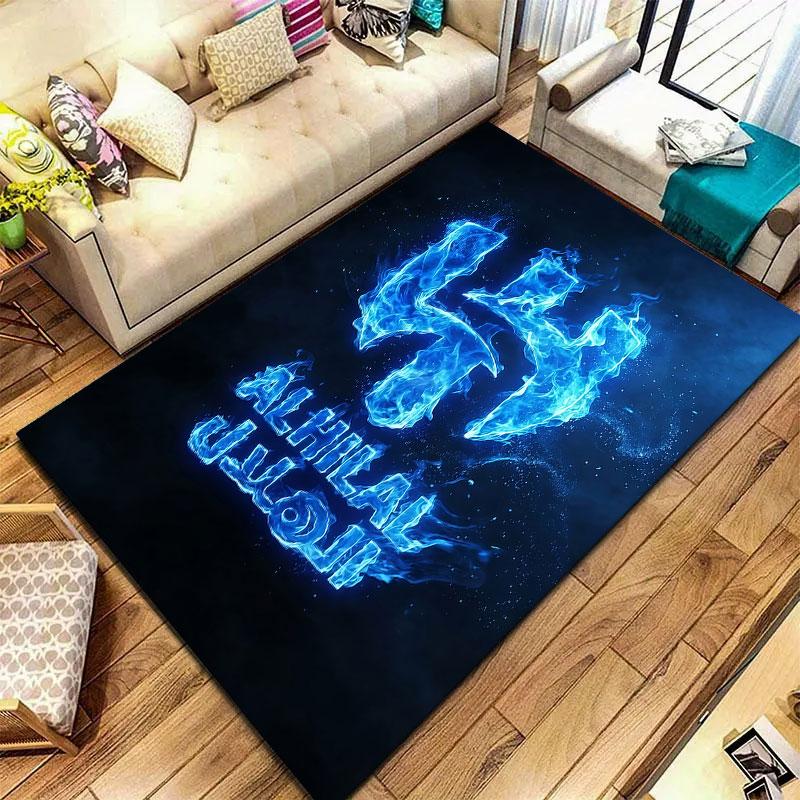 Tappeto Al-Hilal Saudi FC per Soggiorno Camera da Letto Casa Decorazione Divano, Tappetino Antiscivolo per Giochi Bambini