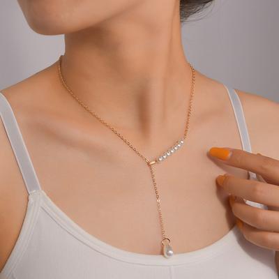Angebot, Kaltwind-Perlenanhänger, lange elegante verstellbare Halskette für Damen.