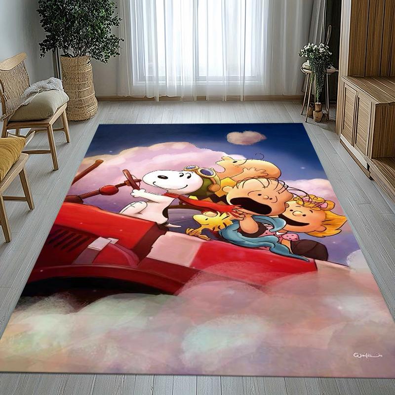 Süßer Snoopy Hund Cartoon Wohnzimmer Rutschfester Bereichsteppich Weicher Teppich für Schlafzimmer Kinderzimmer Spielzimmer Sofa, Heimdekoration Fußmatte Geschenk