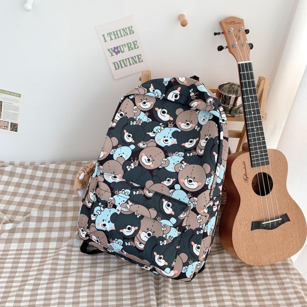 

Cute Bear Printed Student Backpack Large Capacity Waterproof Book Bag Nylon Women Backpack Students чёрный