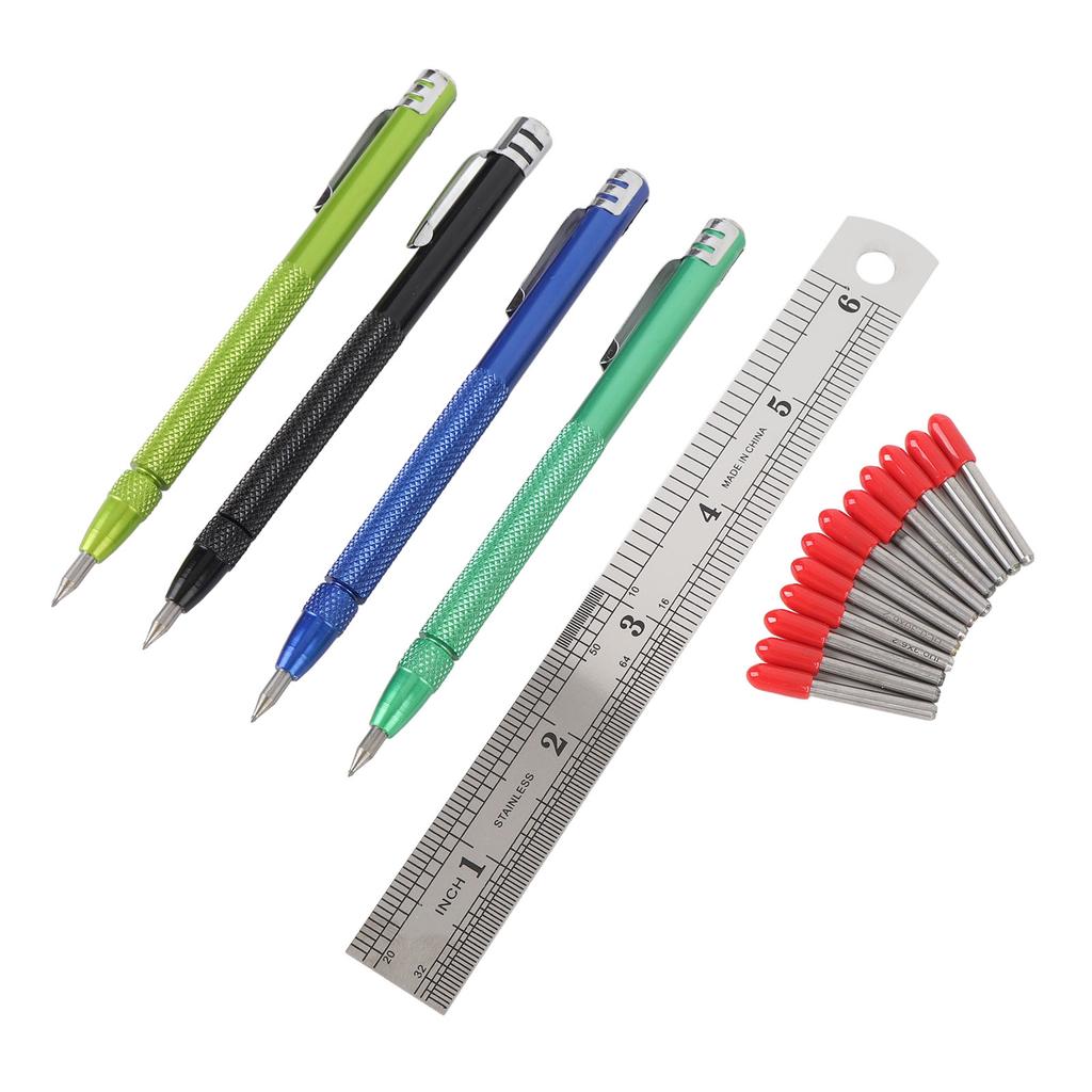4PCS Magnetic Scribing Pens with Ruler Tungsten Carbide Scriber Marking Tool for Ceramic Tile Glass