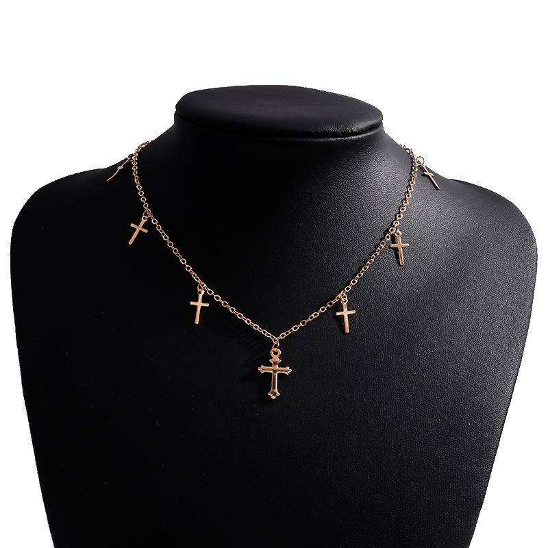 

Unique Cross Pendants Necklaces for Women Gold Silver Color Cross Tassel Chain Choker Necklace Fashion Jewelry Accessories