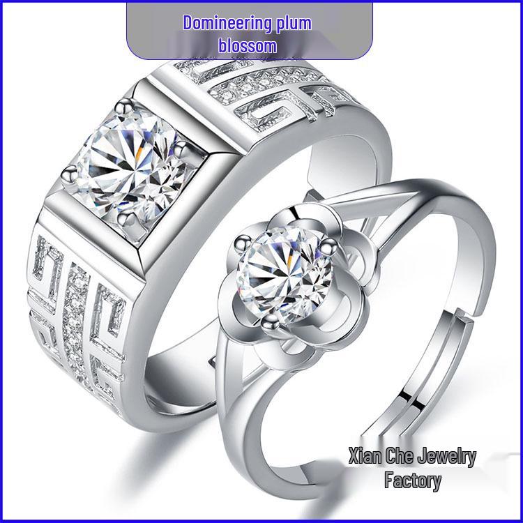 Adjustable Couple Rings: Korean Style White Gold Plated Valentine's Jewelry
