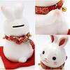Osaka Choseido Ceramic Rabbit 17cm Comes with a Free Original Wooden Good Fortune Rabbit Figurine, Tall, Tag, (Piggy Bank)