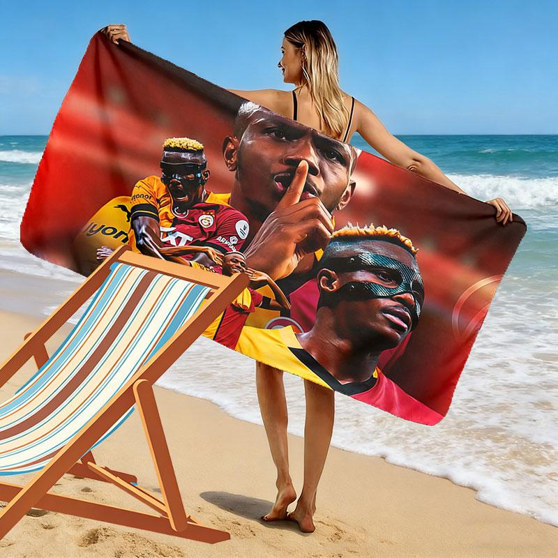 Victor Osimhen Print Beach Towel, Large Soft Quick Dry Towel for Beach Camping Swimming