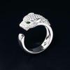 Douyin Men's Leopard Head Luxury Silver Zircon Ring
