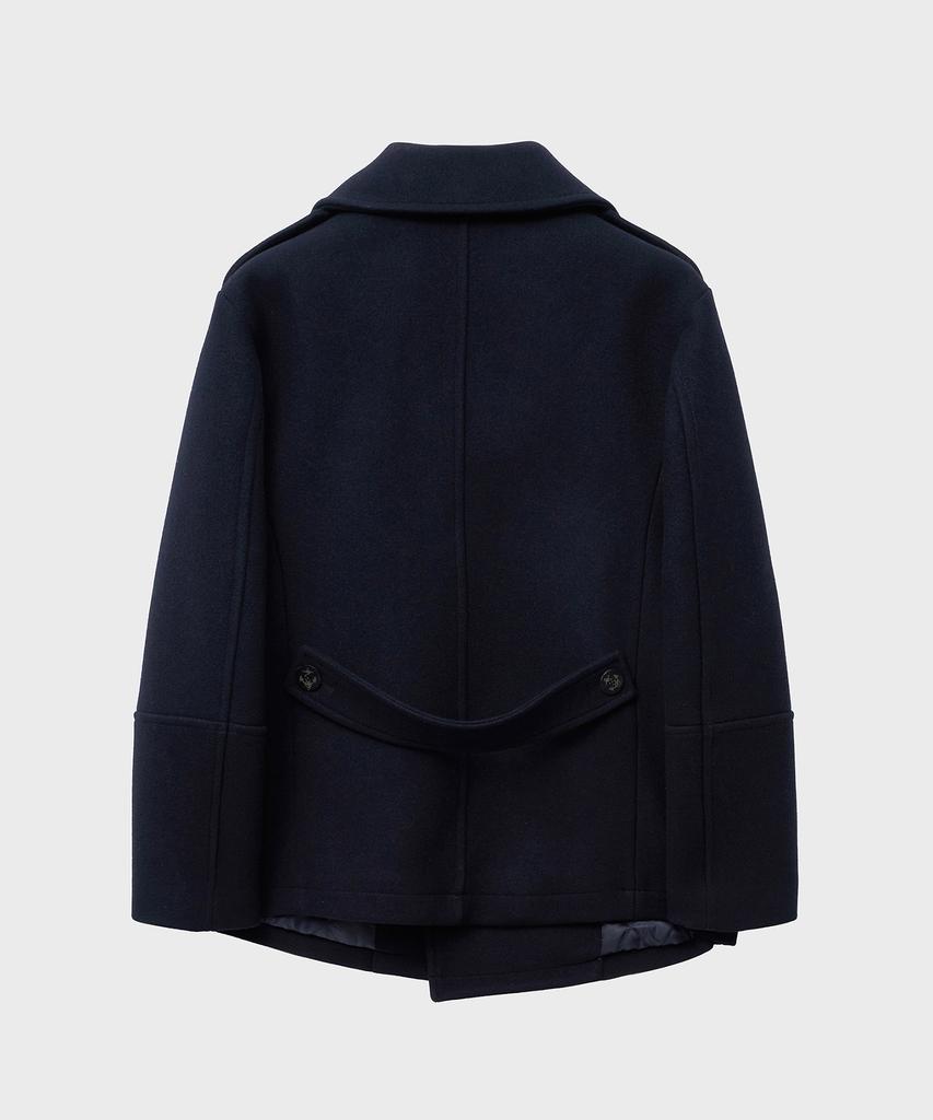 Noirer Heavy Wool Classic Half Peacoat (Navy)