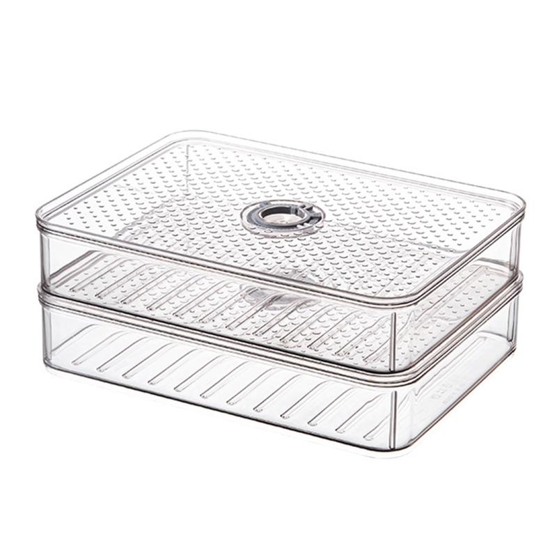 Stackable Dumpling Food Containers Clear Refrigerator Organizer with Lids Food Storage Box for Kitchen Fridge Non-stick
