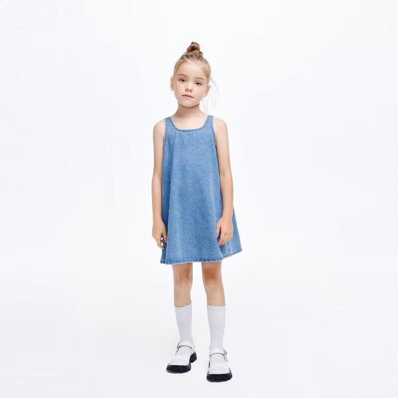 

Little MO&Co. Girls Bowknot Denim Sleeveless Princess Dress 150