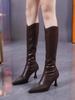 Long Boots Women Shoes Platform Boots Sexy Pointed Side Zipper Lacquer Leather Thin High Heels Over Knee Long Boots