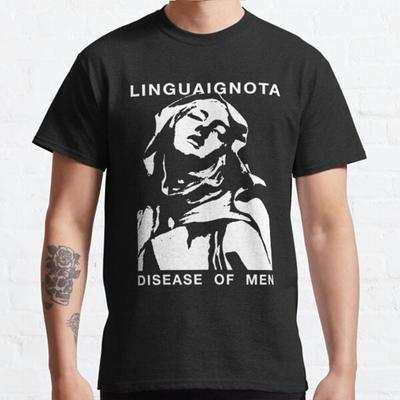 Men Fashion Casual Short Sleeves Lingua Ignota Disease of Men Black Tees Oversized T-shirts
