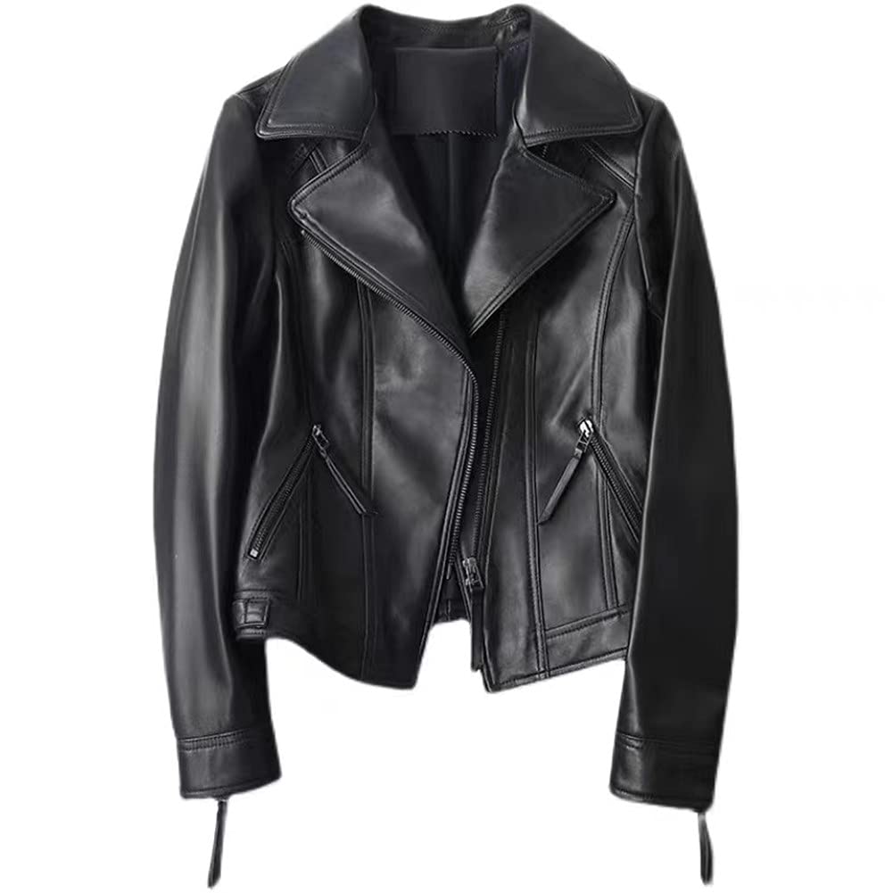 

JINLUN Кожа Натуральная овчина Приталенная верхняя одежда для женской куртки черного и желтого цвета, Куртка, Приталенная, Осень/Зима, чёрный