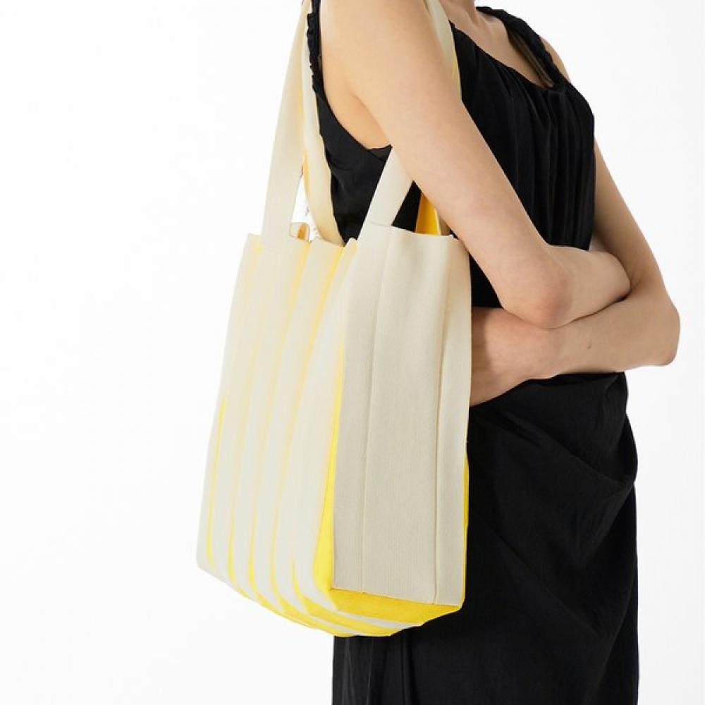 Pleatsmama Two Way Shopper Bag Yellow Stripe