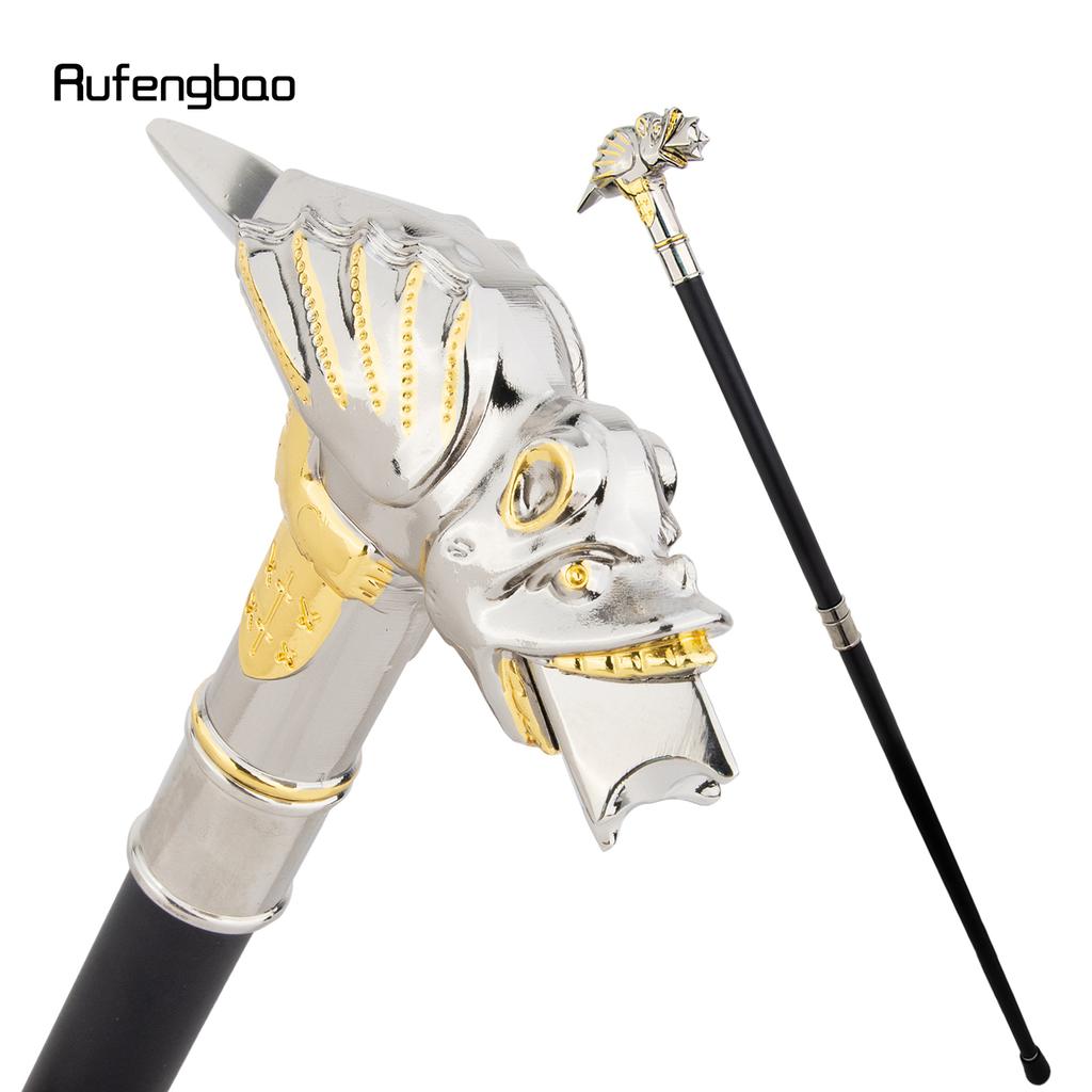 Golden White Lizard Chameleon Tongue Cane Fashion Decorative Walking Stick Gentleman Elegant Cosplay Cane Knob Crosier 93cm