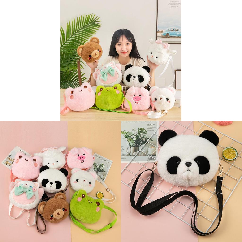 Creative Plush Bear Coin Purse With Keychain Soft Fabric Storage For Kids And Teens