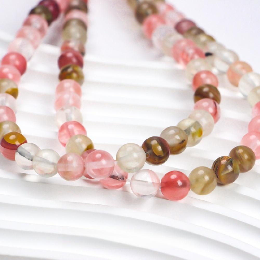 Natursten av vattenmelonskal 4/6/8/10/12 mm Kristallpärlor 15" Sträng Släta Lösa Mellanläggspärlor för Smyckestillverkning DIY Armbandsaccessoarer