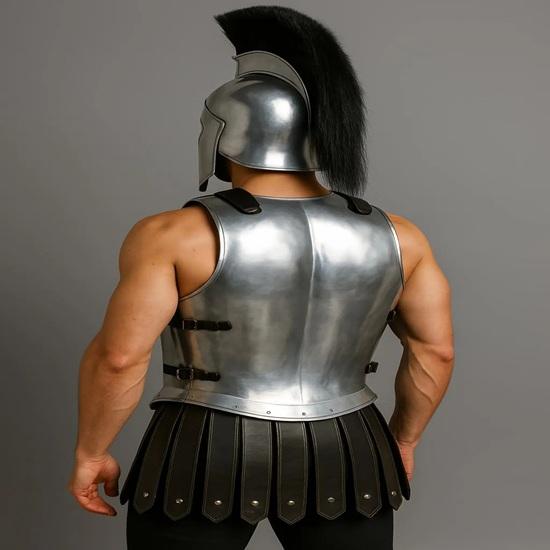 Silver Leonidas Muscle Armor Suit 300 Movie Spartan Costume Gift Item for Father, Brother, Boyfriend, Husband